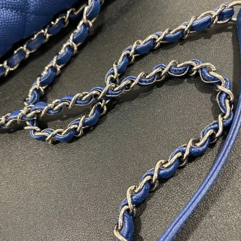 Chanel Caviar Quilted Jumbo Easy Flap Cobalt Blue (JB1101)